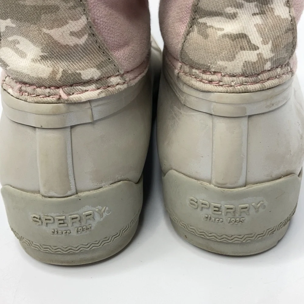 Sperry lace up Duck‎ Boots pink silver gray size 2 youth